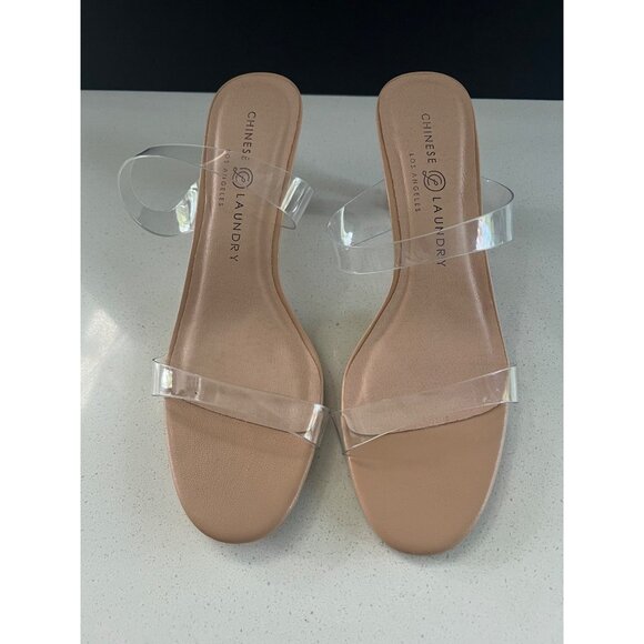 CHINESE LAUNDRY Kitten Heel Open Toe nude Pumps size 8.5 - Picture 3 of 7